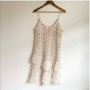 Vintage Crochet Tulle Midi Dress